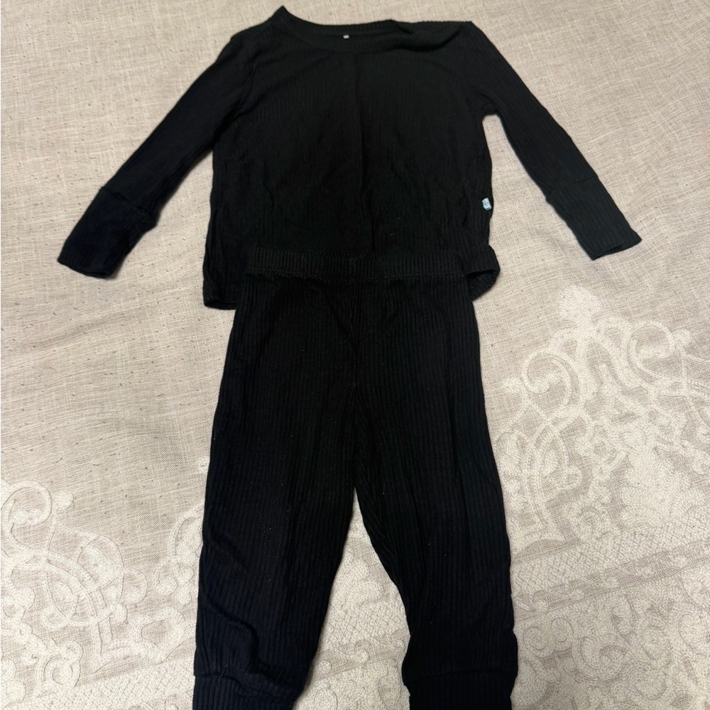 Posh Peanut Black Ribbed Infant Top